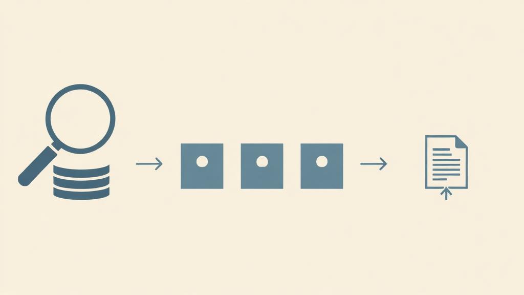 Minimalist diagram showing read-only analysis flowing through three permission checkpoints before a single controlled action is applied to a CRM record.